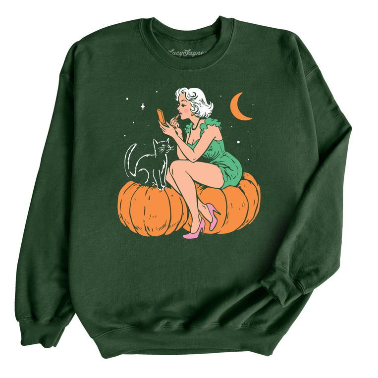 Pumpkin Pinup - Forest Green - Unisex Sweatshirt