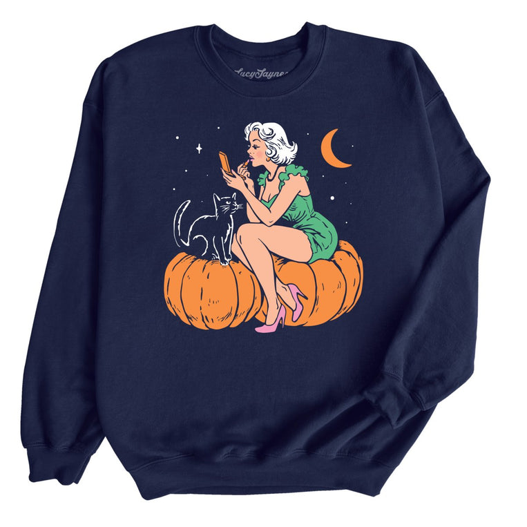 Pumpkin Pinup - Navy - Unisex Sweatshirt