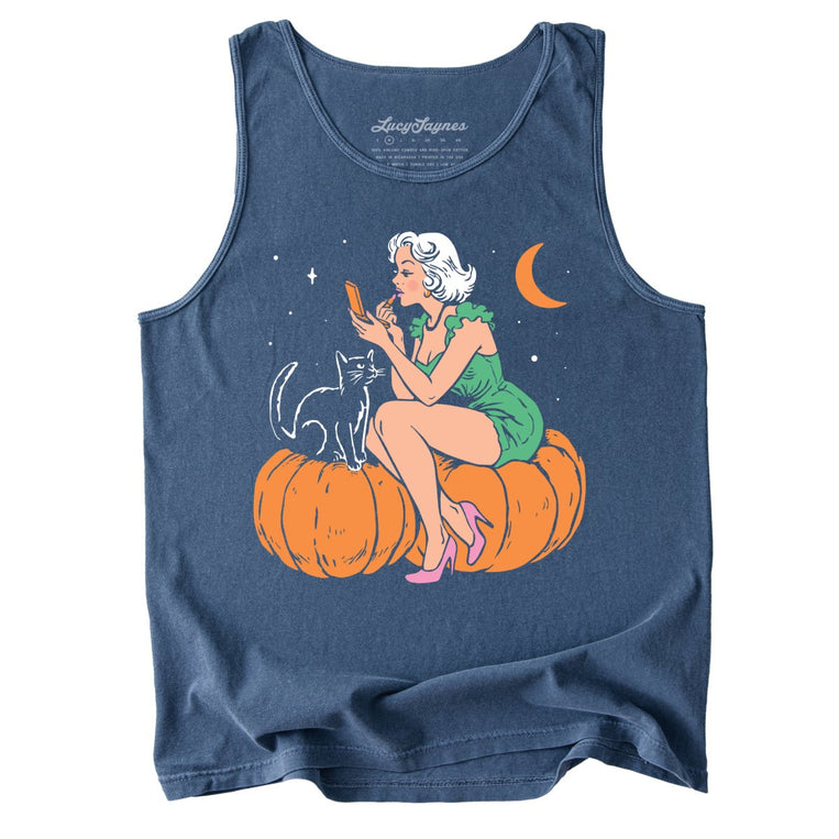 Pumpkin Pinup - Denim - Tank Top