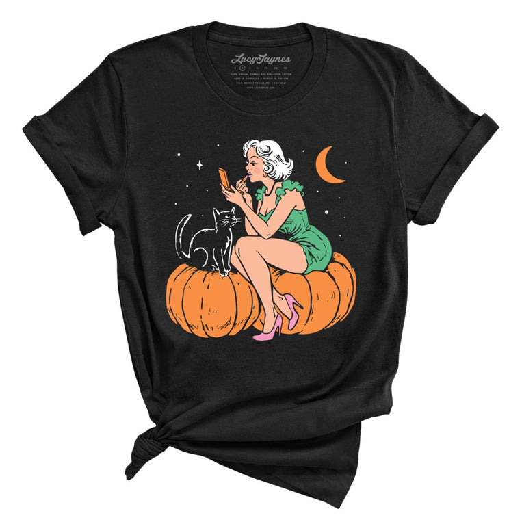 Pumpkin Pinup - Black - Unisex T-Shirt