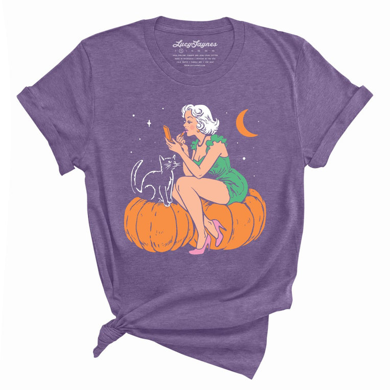 Pumpkin Pinup - Heather Purple - Unisex T-Shirt