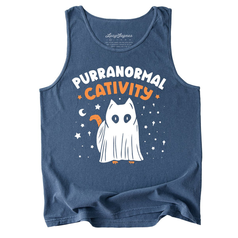 Purranormal Cativity Comfort Colors Graphic Tank Top - Denim
