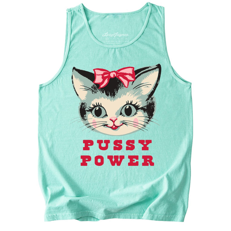Pussy Power Comfort Colors Graphic Tank Top - Island Reef