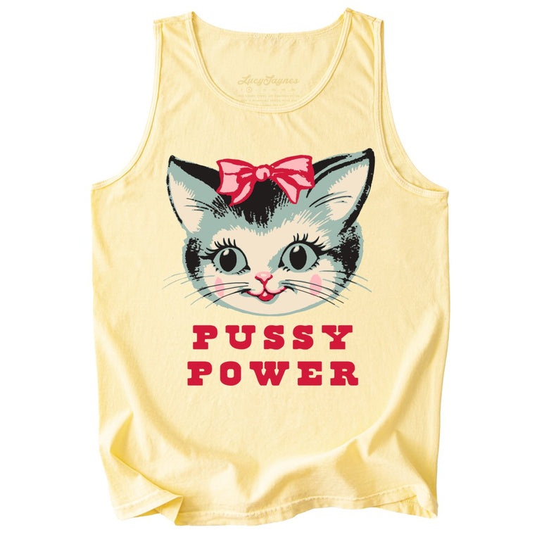 Pussy Power Comfort Colors Graphic Tank Top - Butter