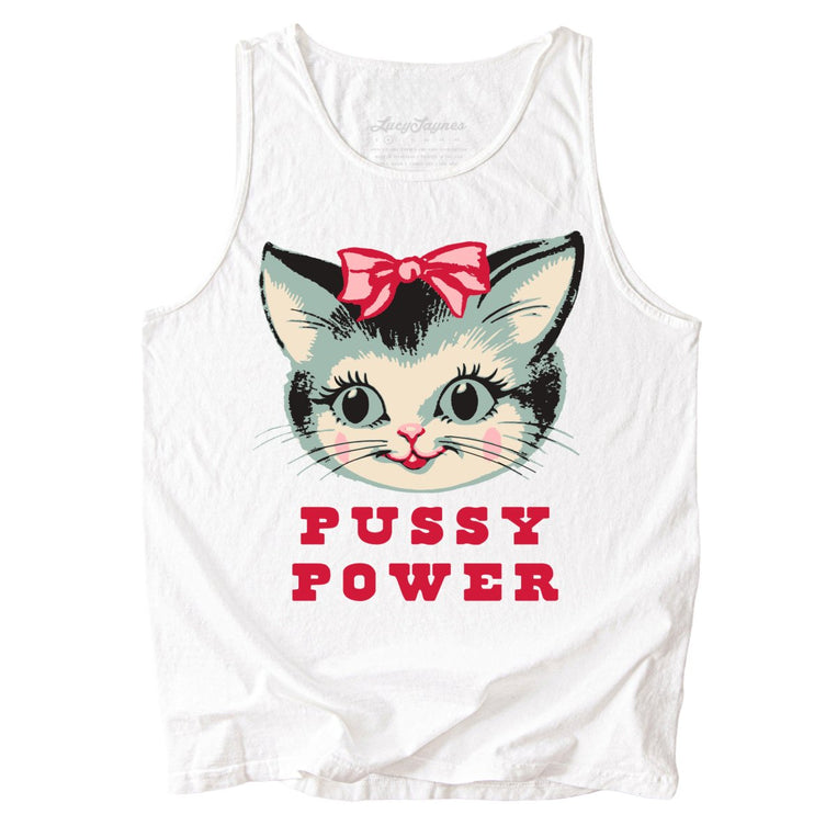 Pussy Power Comfort Colors Graphic Tank Top - White