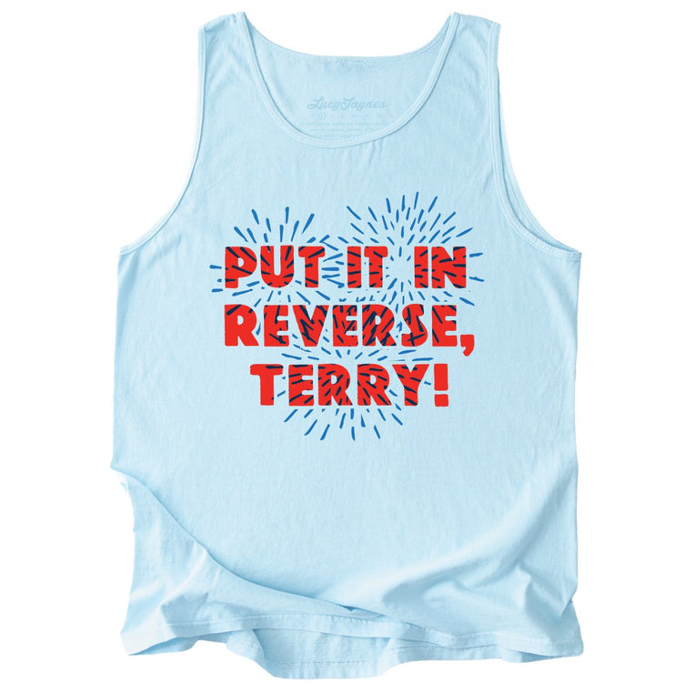 Put It In Reverse Terry Comfort Colors Graphic Tank Top - Chambray