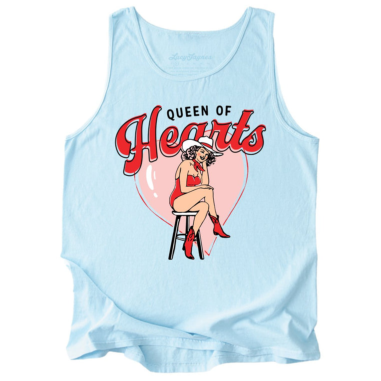 Queen Of Hearts Comfort Colors Graphic Tank Top - Chambray