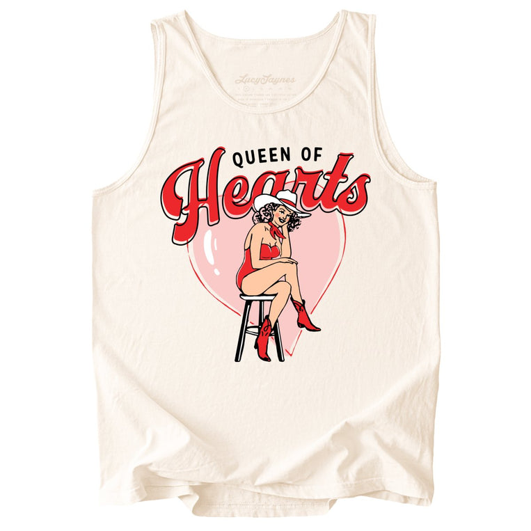 Queen Of Hearts Comfort Colors Graphic Tank Top - Ivory