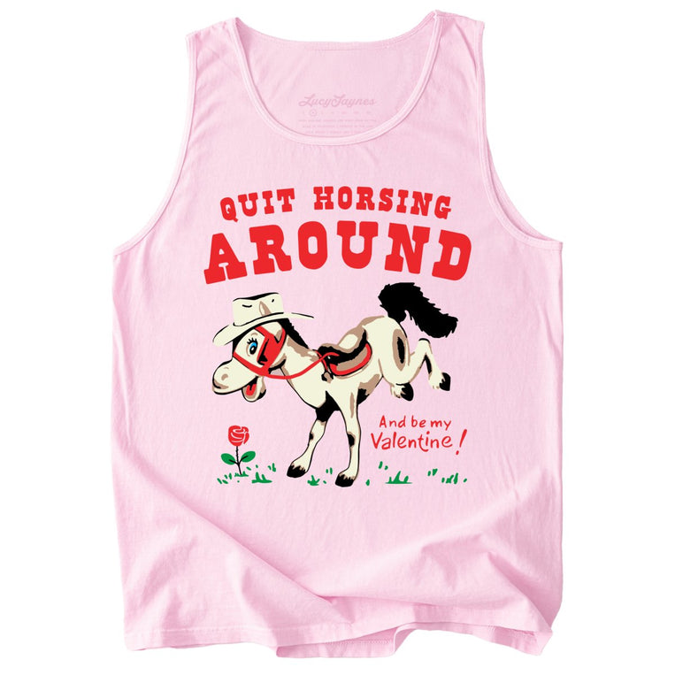 Quit Horsing Around Comfort Colors Graphic Tank Top - Blossom