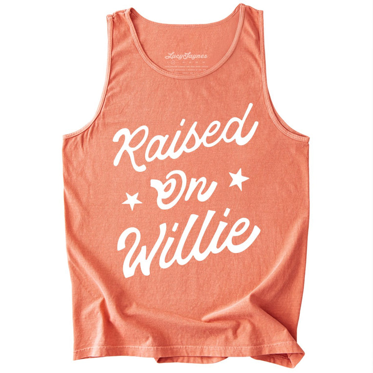 Raised on Willie Comfort Colors Graphic Tank Top - Terracotta