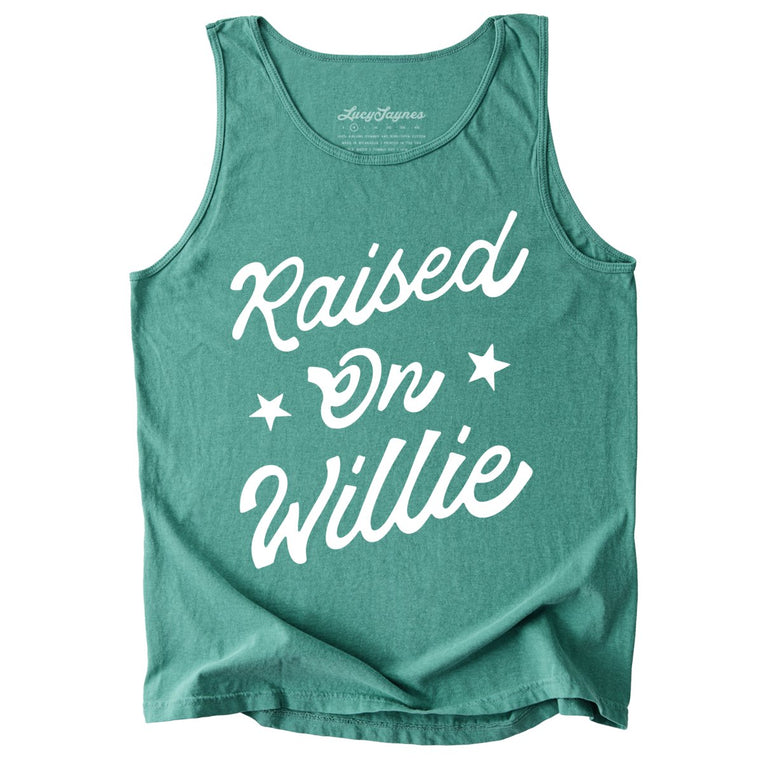 Raised on Willie Comfort Colors Graphic Tank Top - Light Green