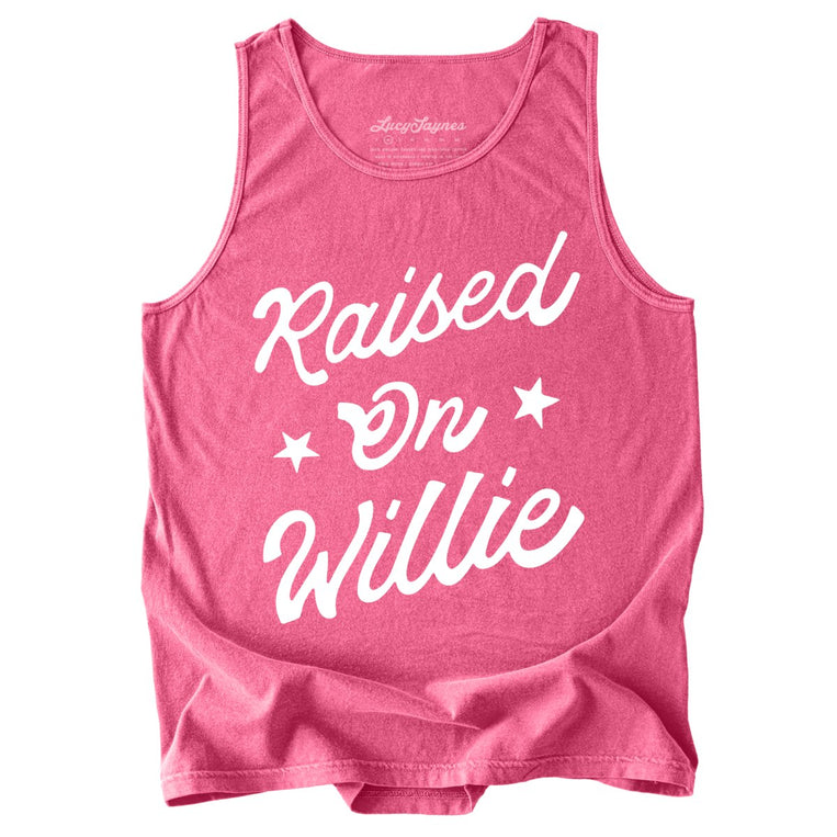 Raised on Willie Comfort Colors Graphic Tank Top - Crunchberry