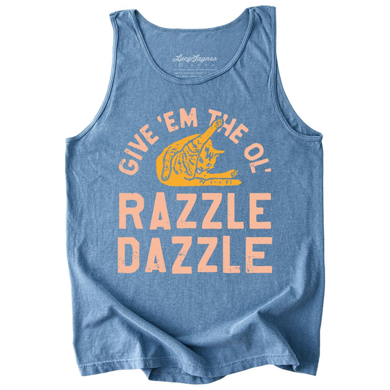 Razzle Dazzle Comfort Colors Graphic Tank Top - Blue Jean