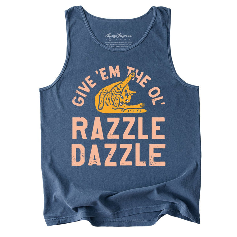 Razzle Dazzle Comfort Colors Graphic Tank Top - Denim