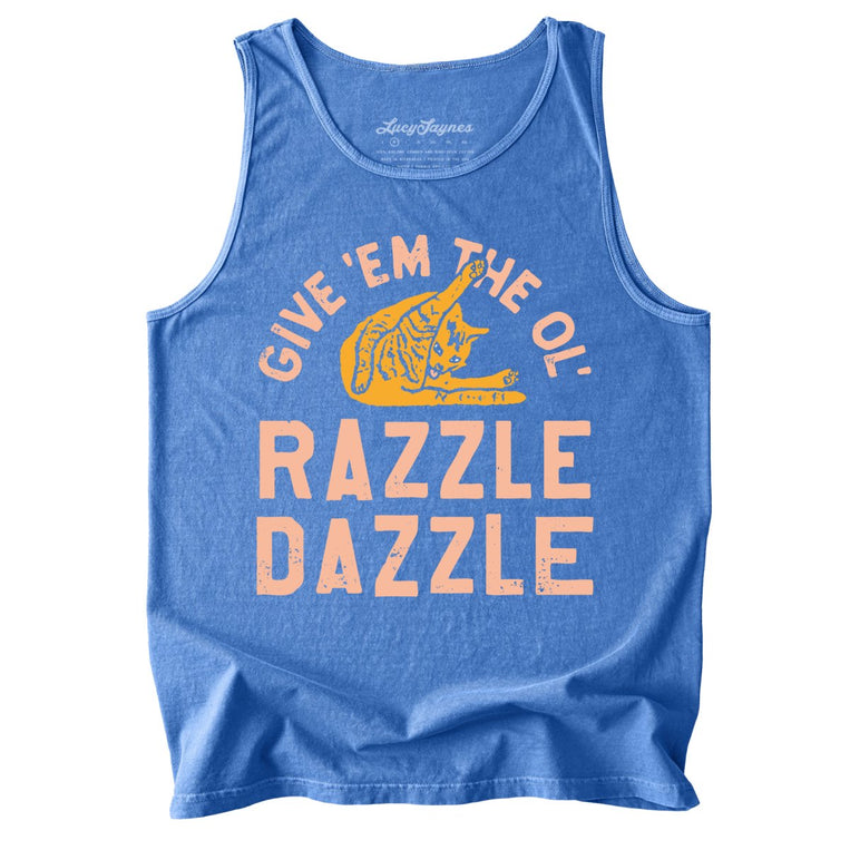 Razzle Dazzle Comfort Colors Graphic Tank Top - Flo Blue