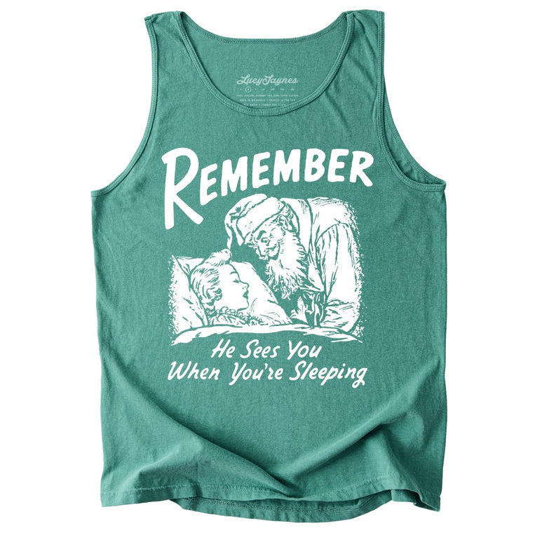 Remember He Sees You When You're Sleeping - Light Green - Tank Top
