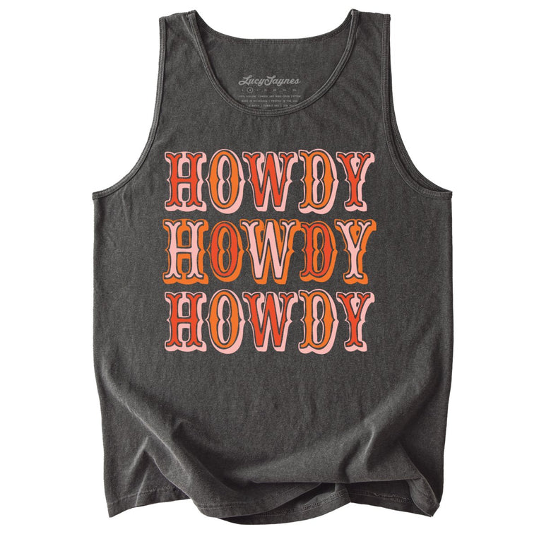 Retro Howdy Comfort Colors Graphic Tank Top - Pepper