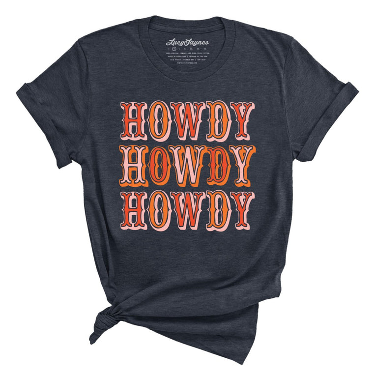 Retro Howdy - Heather Navy - Full Front