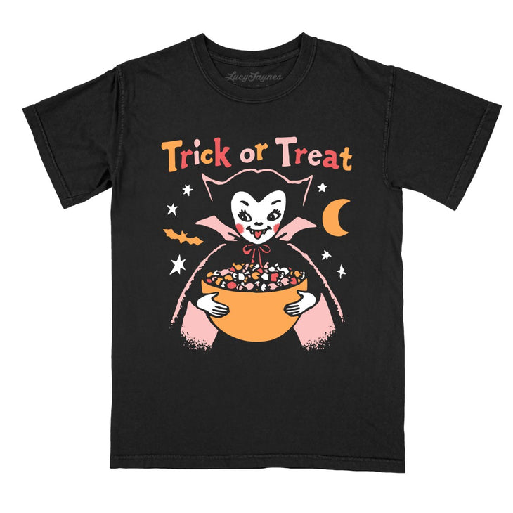 Retro Vampire Trick Or Treat Comfort Colors Tee