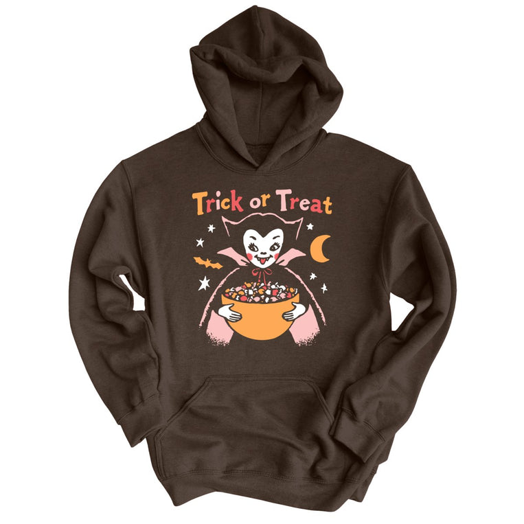 Retro Vampire Trick Or Treat - Dark Chocolate - Unisex Hoodie