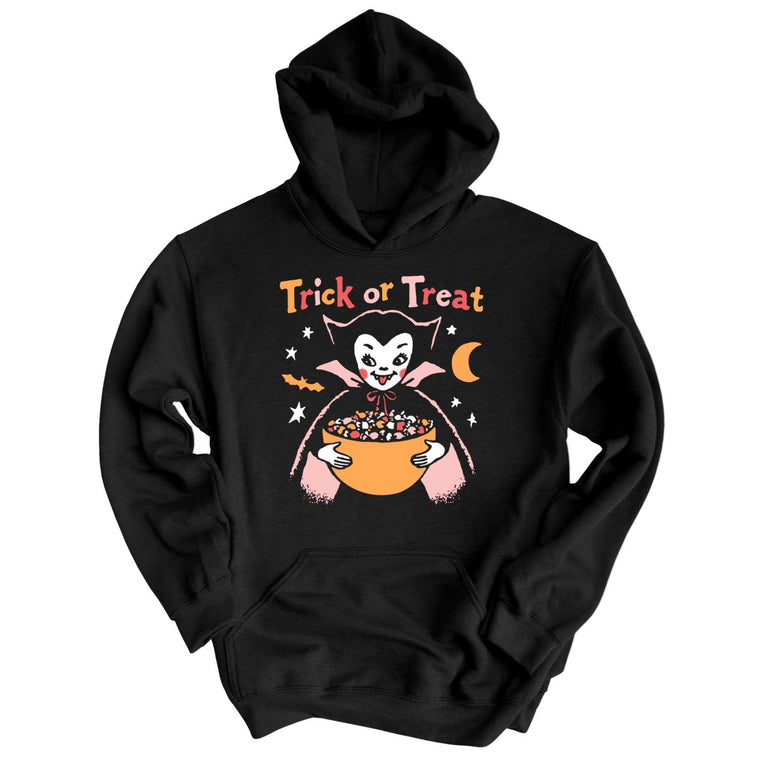 Retro Vampire Trick Or Treat - Black - Unisex Hoodie
