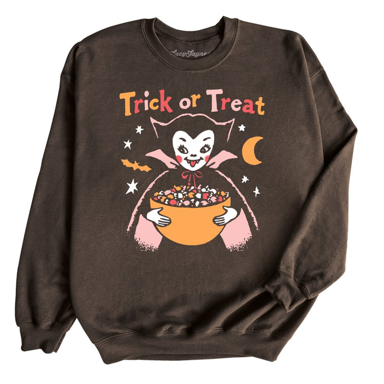 Retro Vampire Trick Or Treat - Dark Chocolate - Unisex Sweatshirt