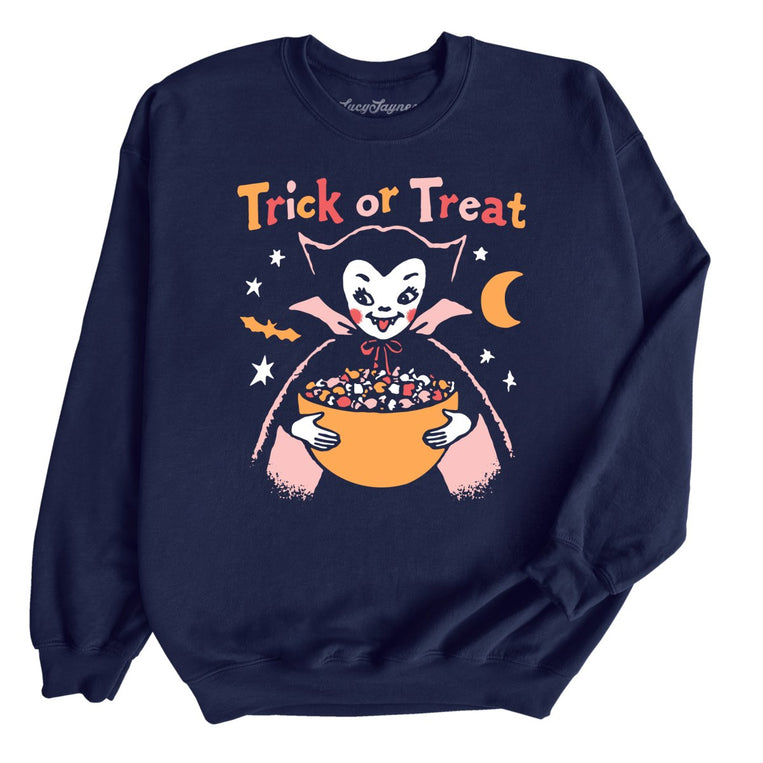 Retro Vampire Trick Or Treat - Navy - Unisex Sweatshirt