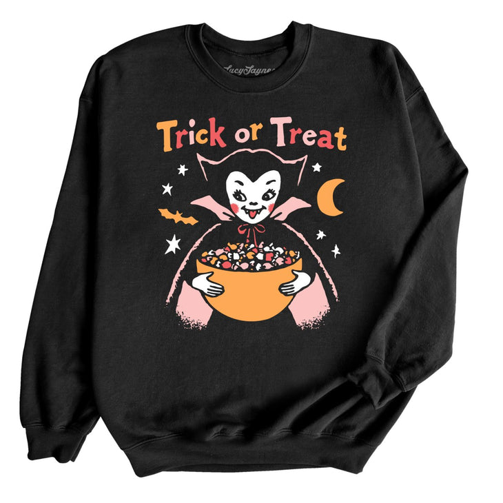 Retro Vampire Trick Or Treat Sweatshirt