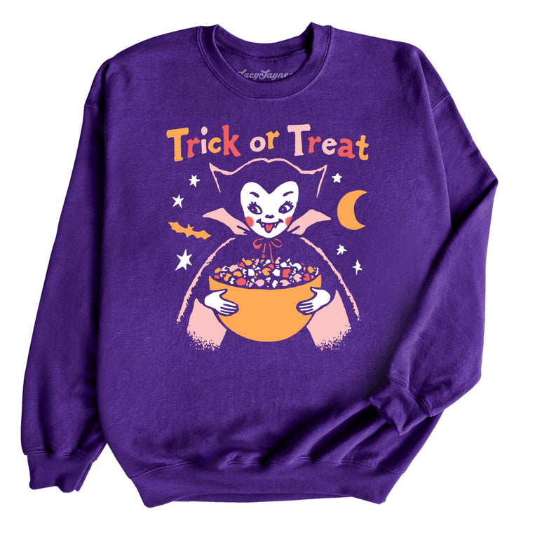 Retro Vampire Trick Or Treat - Purple - Unisex Sweatshirt