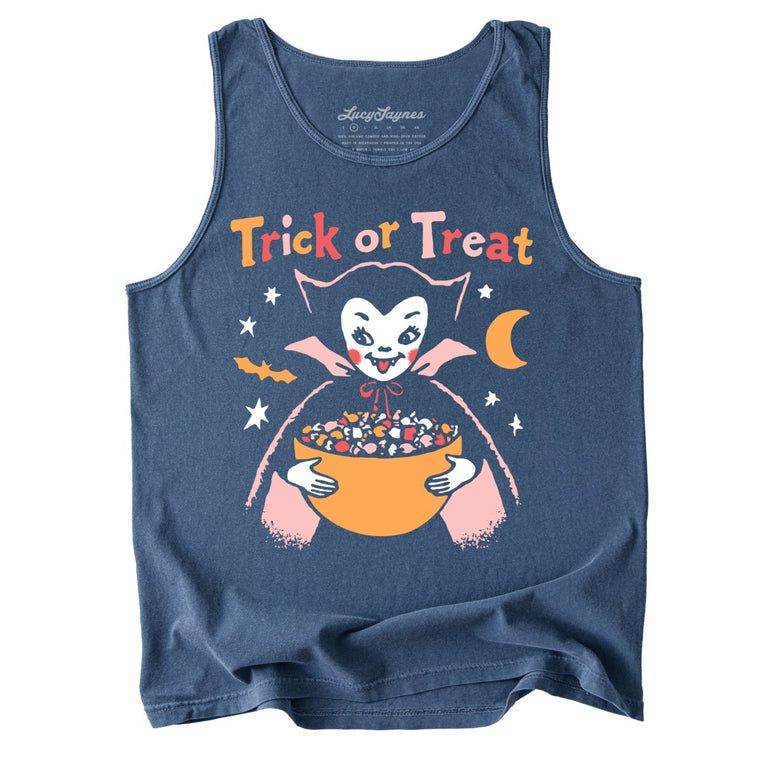Retro Vampire Trick Or Treat - Denim - Tank Top