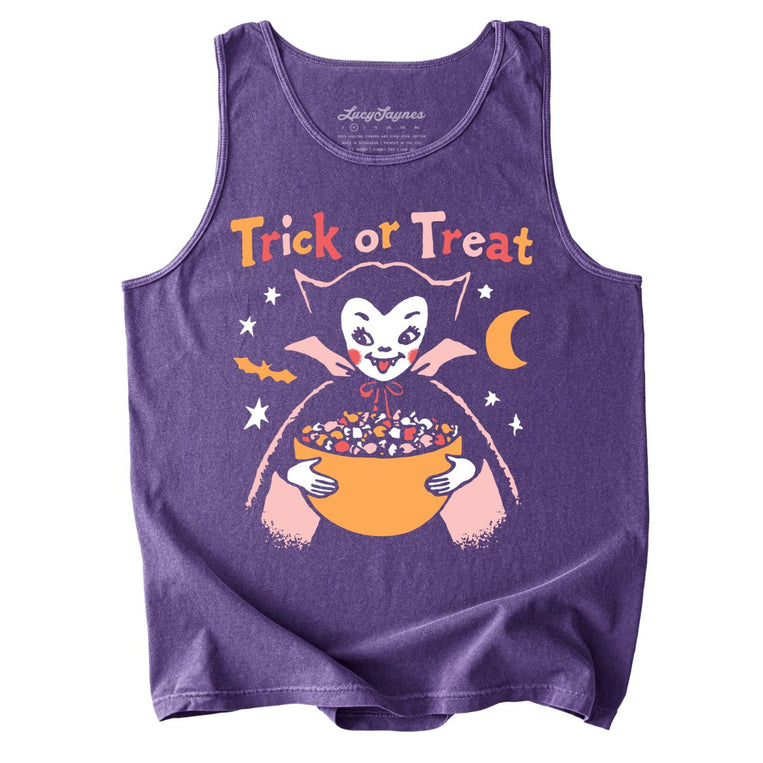 Retro Vampire Trick Or Treat - Grape - Tank Top