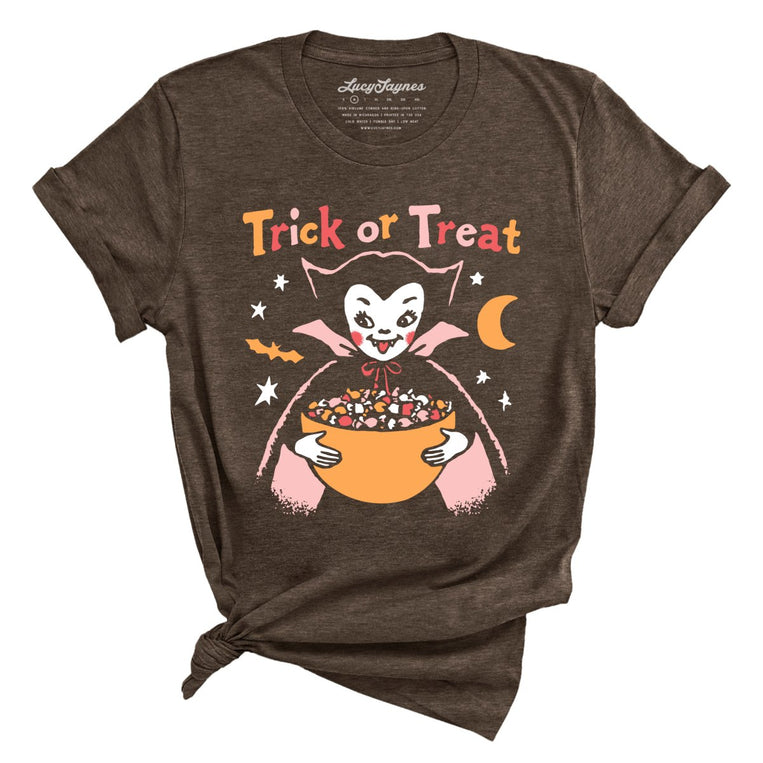 Retro Vampire Trick Or Treat - Heather Brown - Unisex T-Shirt