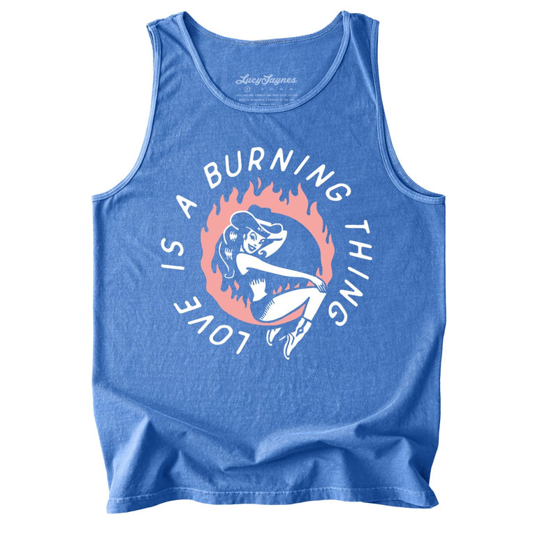 Ring of Fire Comfort Colors Graphic Tank Top - Flo Blue