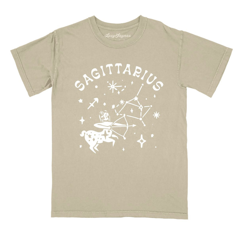 Sagittarius Comfort Colors Graphic Tee - Khaki
