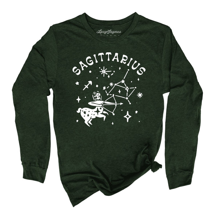 Sagittarius Graphic Long Sleeve Tee - Heather Forest