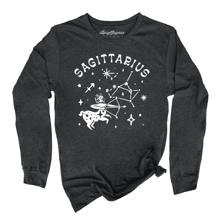 Sagittarius Graphic Long Sleeve Tee - Dark Grey Heather