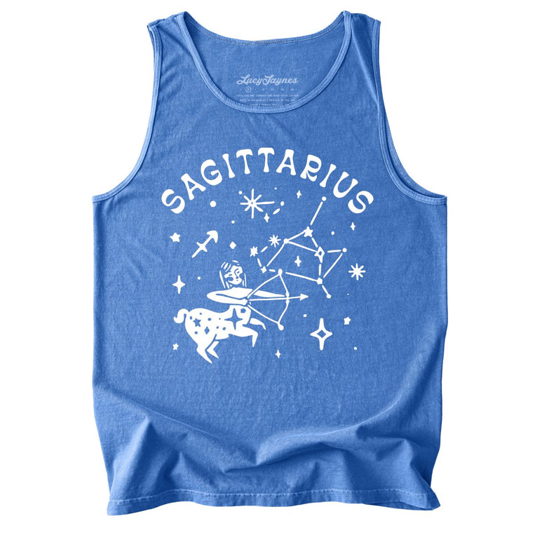 Sagittarius Comfort Colors Graphic Tank Top - Flo Blue