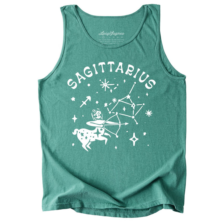 Sagittarius Comfort Colors Graphic Tank Top - Light Green