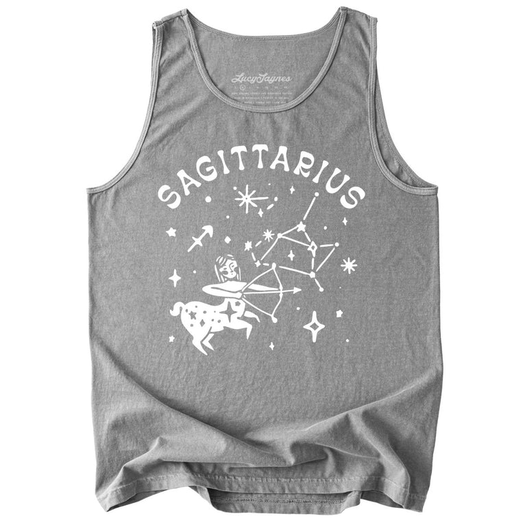 Sagittarius Comfort Colors Graphic Tank Top - Grey
