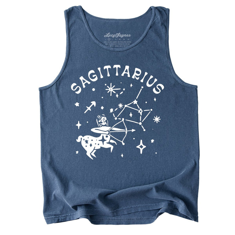 Sagittarius Comfort Colors Graphic Tank Top - Denim