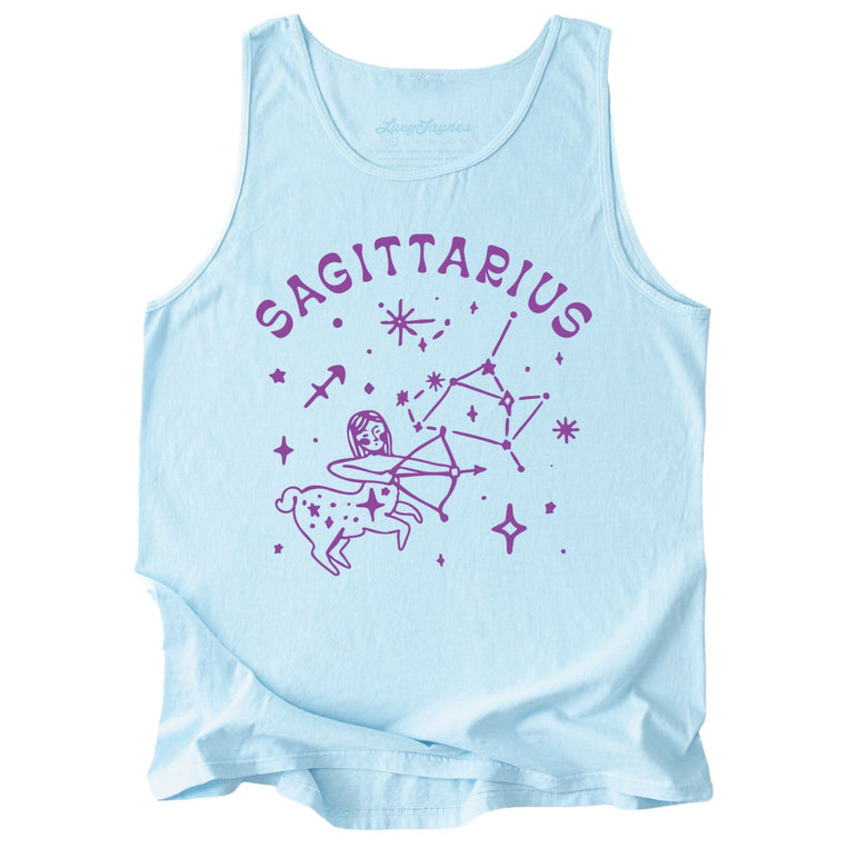 Sagittarius Comfort Colors Graphic Tank Top - Chambray