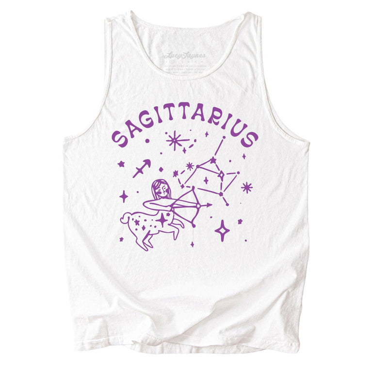 Sagittarius Comfort Colors Graphic Tank Top - White