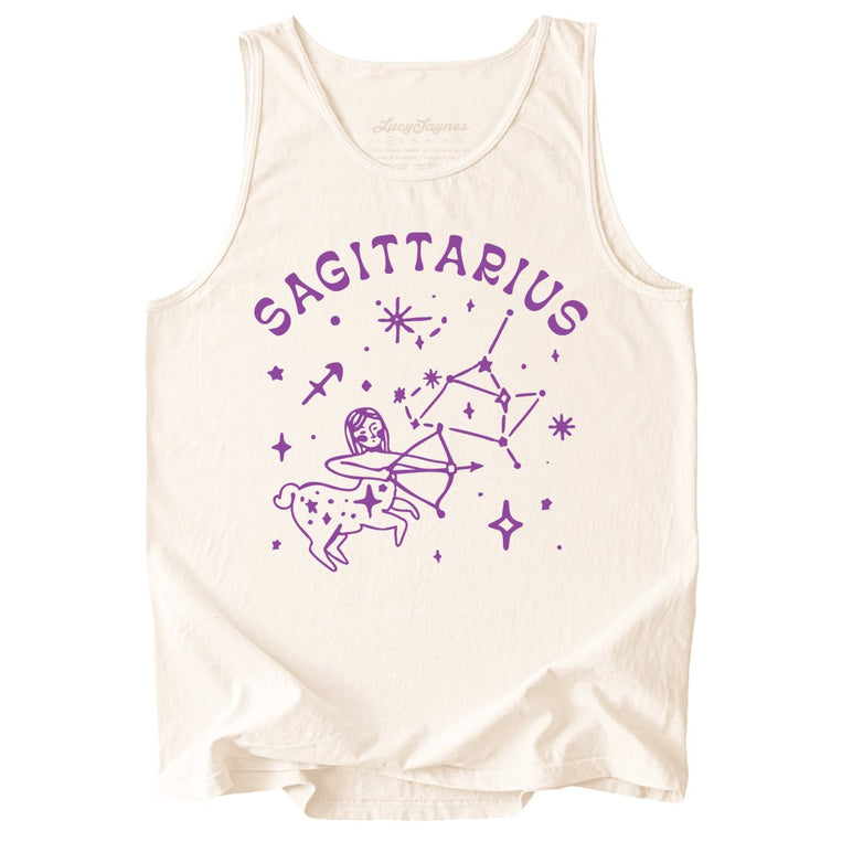 Sagittarius Comfort Colors Graphic Tank Top - Ivory