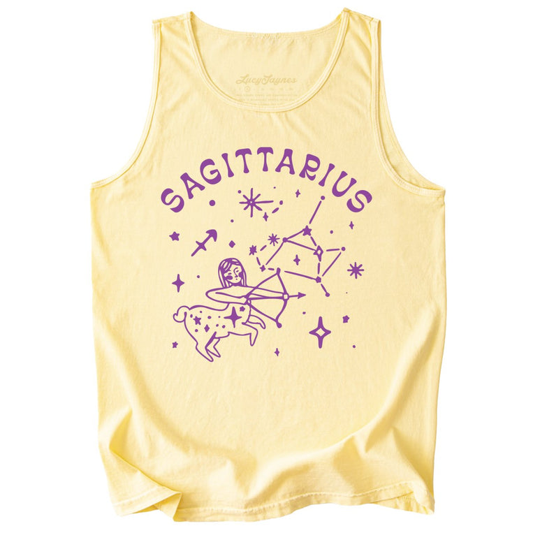 Sagittarius Comfort Colors Graphic Tank Top - Butter