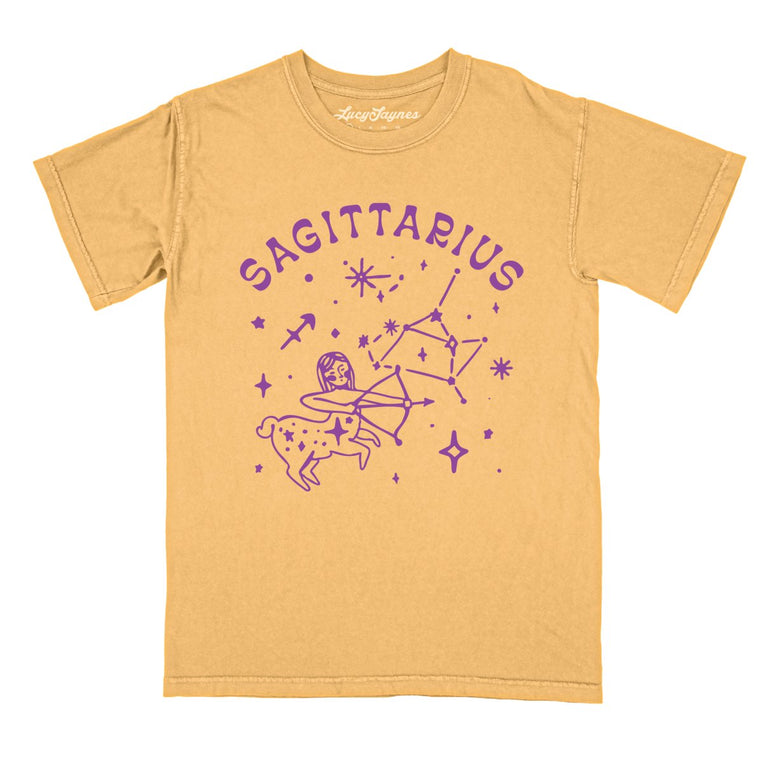 Sagittarius Comfort Colors Graphic Tee - Mustard