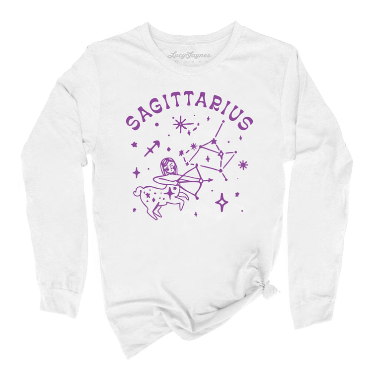 Sagittarius Graphic Long Sleeve Tee - White