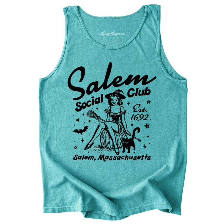 Salem Social Club Comfort Colors Graphic Tank Top - Seafoam