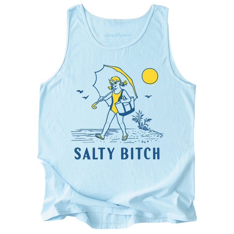 Salty Bitch Comfort Colors Graphic Tank Top - Chambray