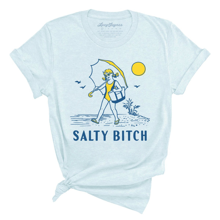 Salty Bitch Graphic Tee - Heather Ice Blue
