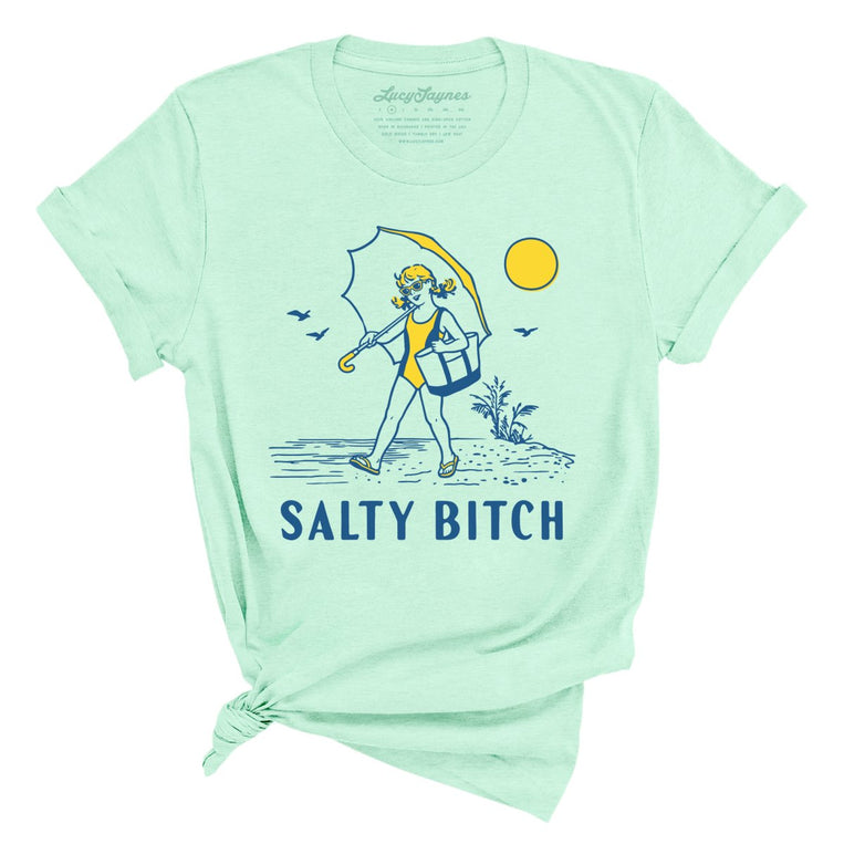 Salty Bitch Graphic Tee - Heather Mint